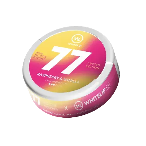 77 Nicotine Pouches Raspberry & Vanilla 10.4mg - 5 Pack -