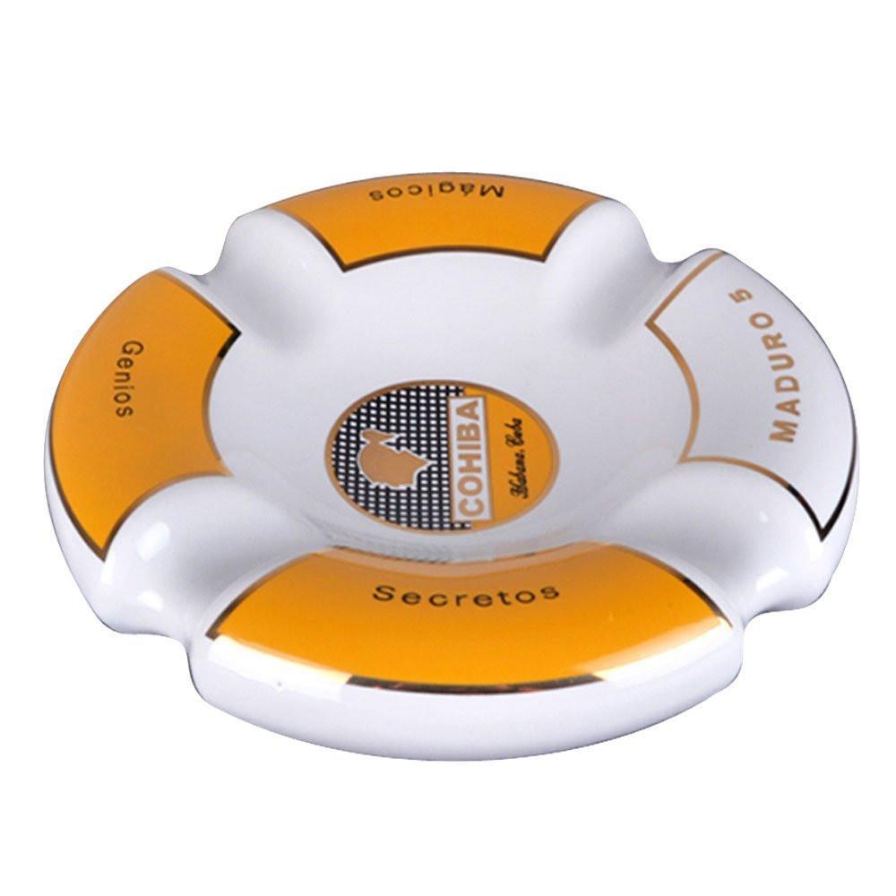 Cohiba Circle Ceramic Ashtray 4 Cigar Holder - White -