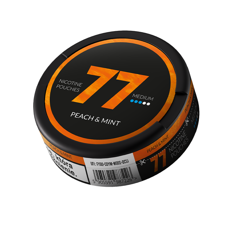 77 Nicotine Pouches Peach Mint 10mg - 5 Pack -