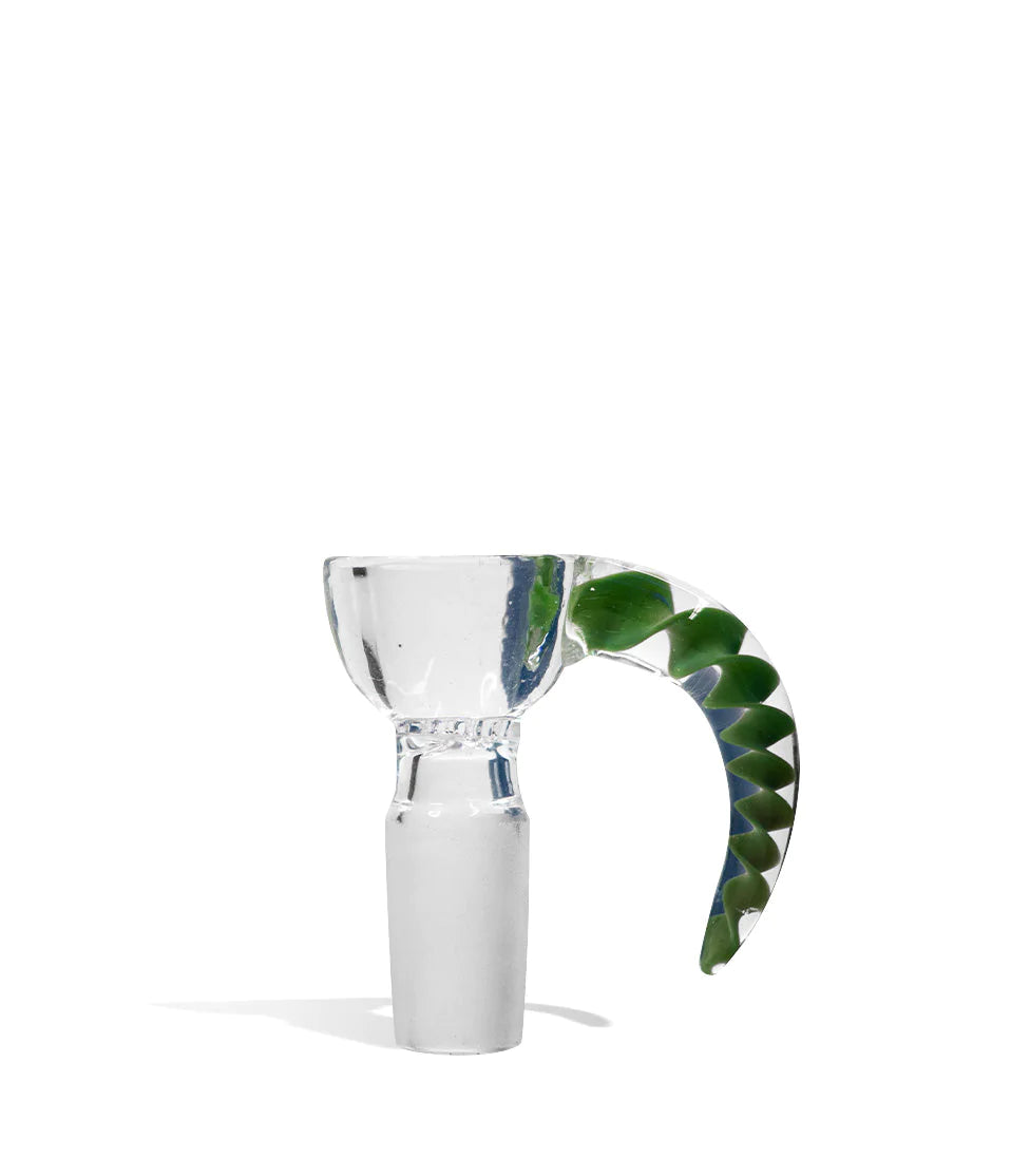 Clear Ground Glass Bowl with Colored Horn Handle - 14mm - Lighter USA
