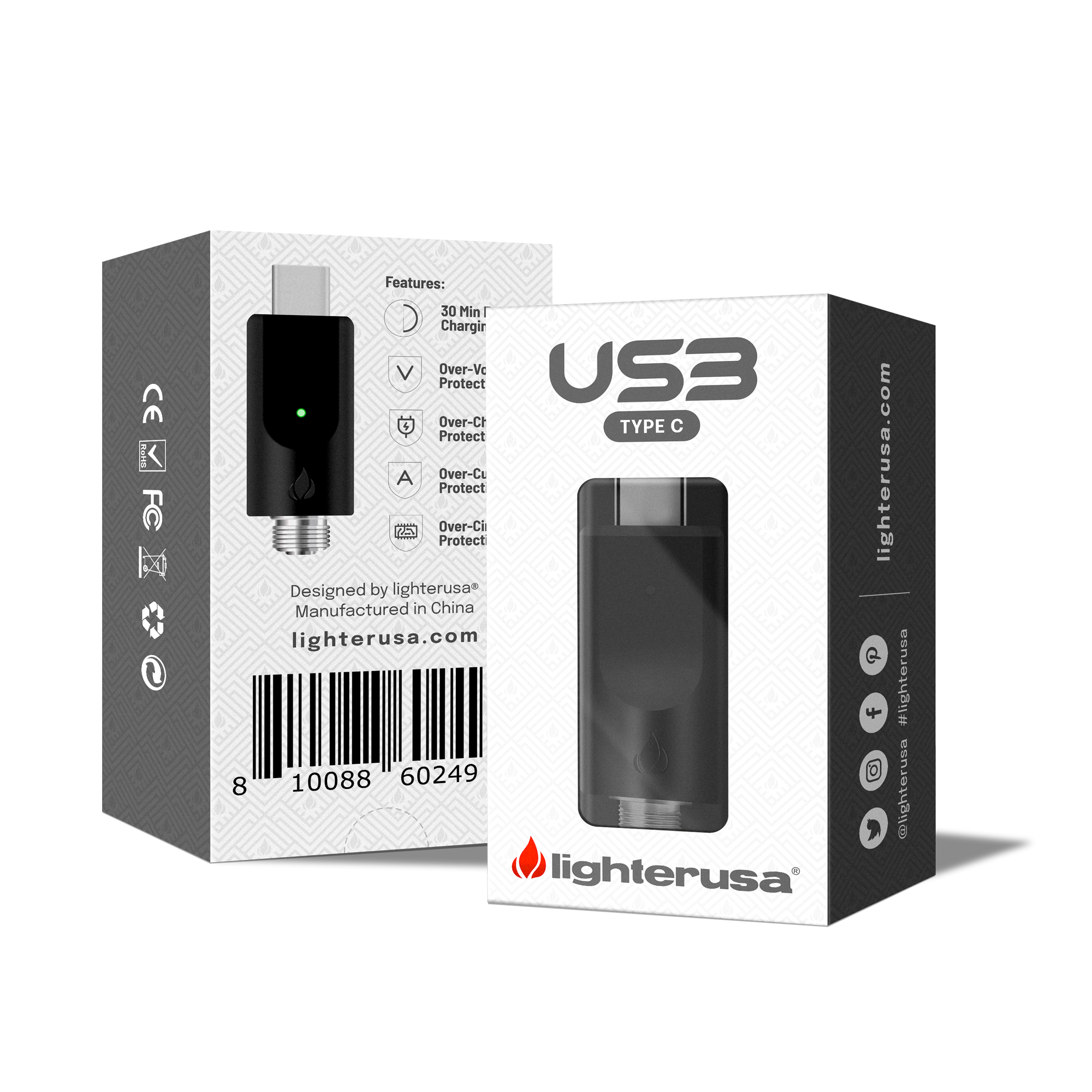 Lighter USA 510 Compatible Type C USB Charger - 2 Pack -