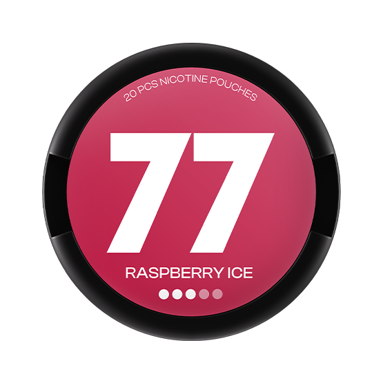 77 Nicotine Pouches Raspberry Ice 10mg - 5 Pack -