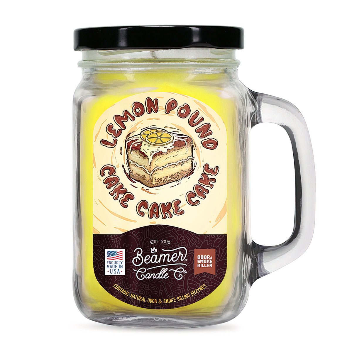 Beamer Candle Co Smoke Killer Collection - USA Made Candle - 12 oz Lemon Pound Cake Cake Cake