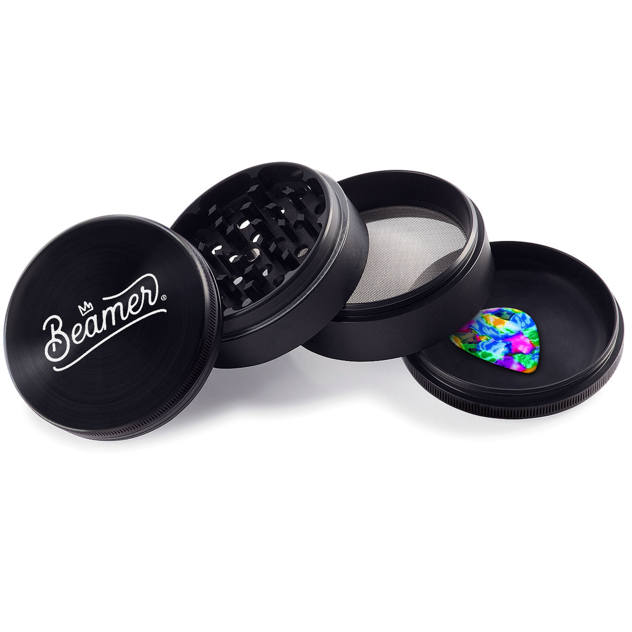 Beamer Aircraft Grade Aluminum 63MM Grinder - Crown Logo - Black