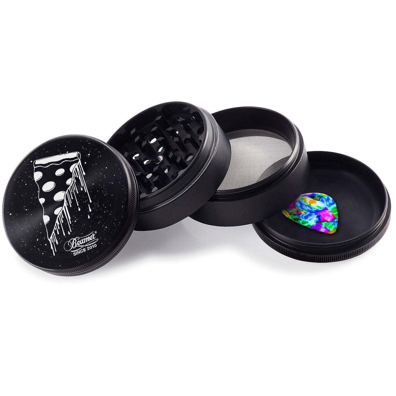 Beamer Aircraft Grade Aluminum 63MM Grinder - Flying Pizza - Black