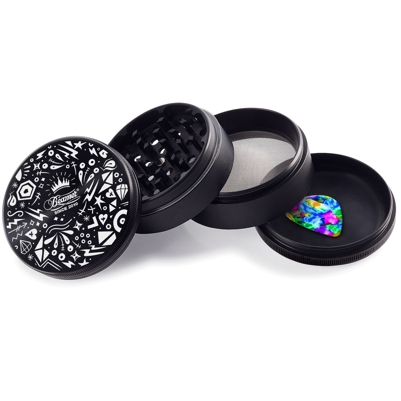Beamer Aircraft Grade Aluminum 63MM Grinder - Royal Shapes - Black