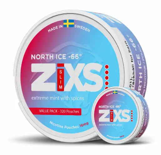Zixs Nicotine Pouches Mega Cans North Ice - 320 Pouches 12MG -